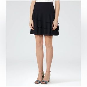 Reiss Rufen Tiered Ruffle Skirt in Navy